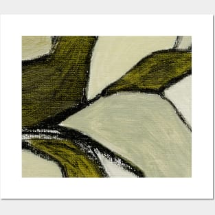 Abstract Oil Painting Olive Green 2c49 Posters and Art